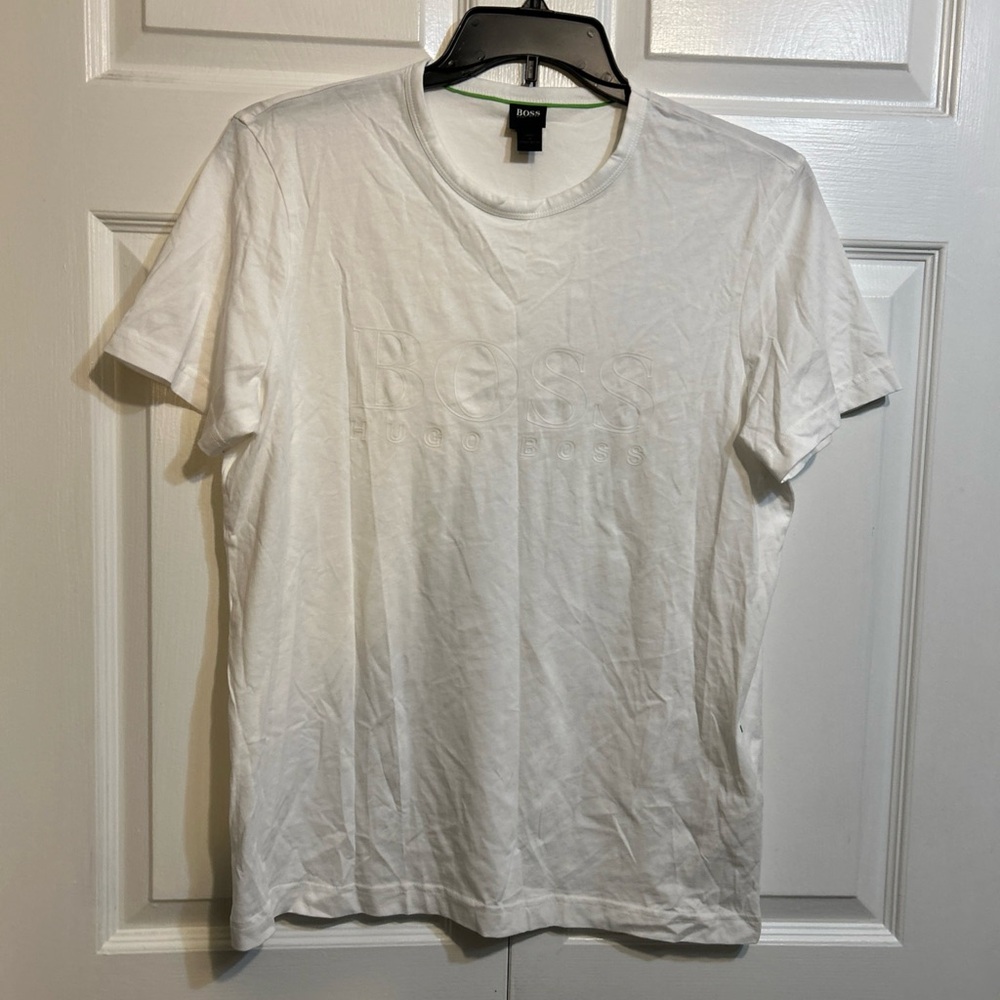 Hugo Boss Men's T Shirt Short Sleeve BOSS Cotton Crew Neck Size M Medium White